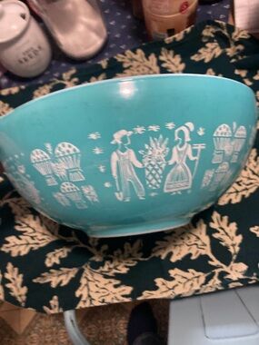 Turquoise Retro Farmhouse Ceramic Serving Bowl - Turquoise